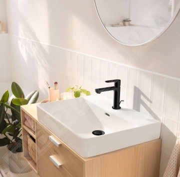 Смесител за мивка Rebris S ComfortZone 110 черен мат HANSGROHE